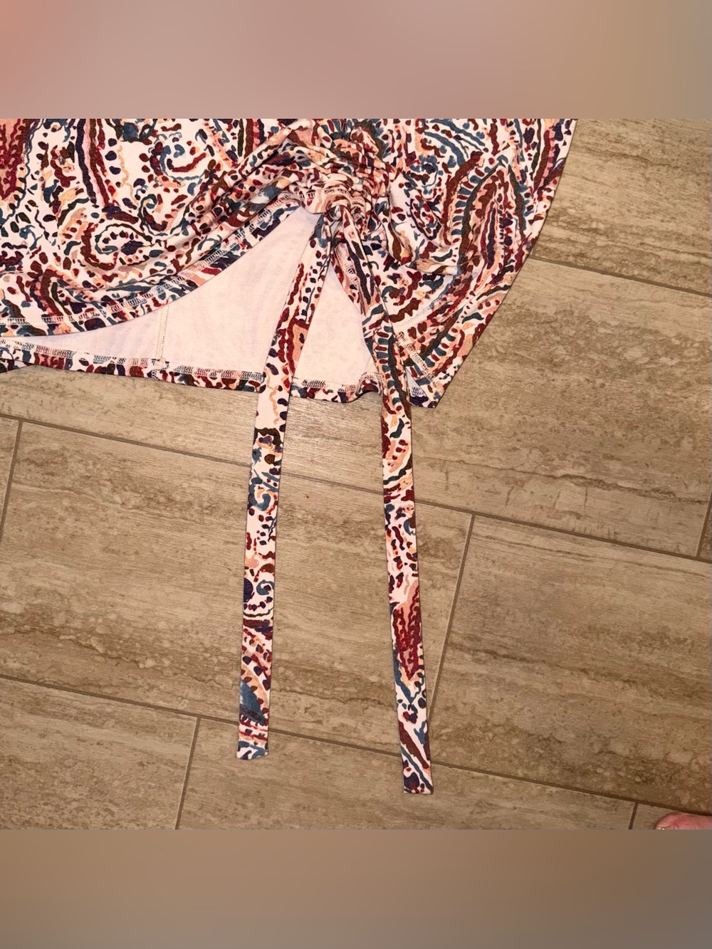 NWOT WESTBOUND Women’s Paisley Tie-Front Top in Pink ,Peach and Navy Size 1X - Picture 9 of 12